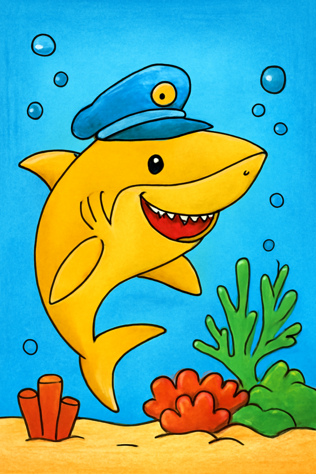 Coloring example — Explore the Deep with Our Friendly Shark