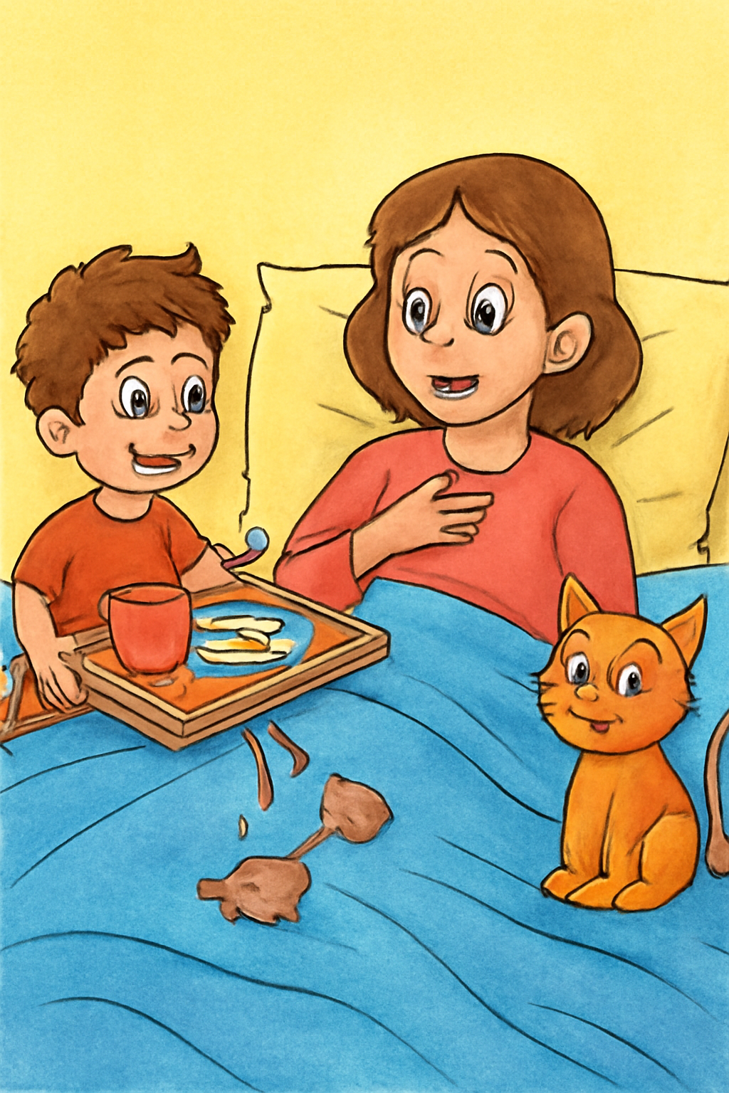 Coloring example — Breakfast in Bed Bloopers Coloring Page