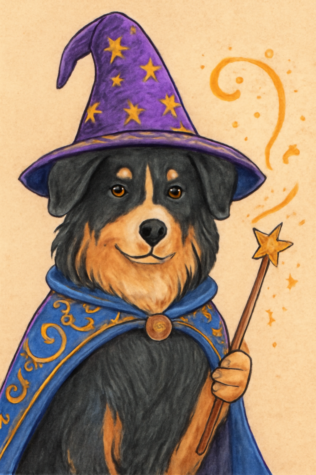 Coloring example — The Magical Wizard Dog
