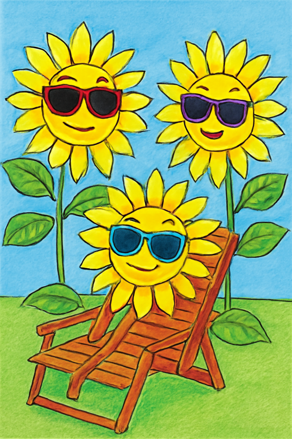 Coloring example — Meet the Goofy Sunflower Family!
